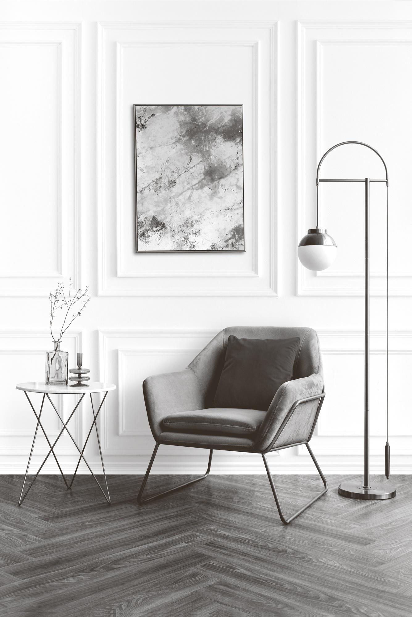 picture-frame-by-velvet-armchair-grey